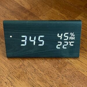 Black Digital LED Multi Function Alarm Clock-Temperature and Humidity Display